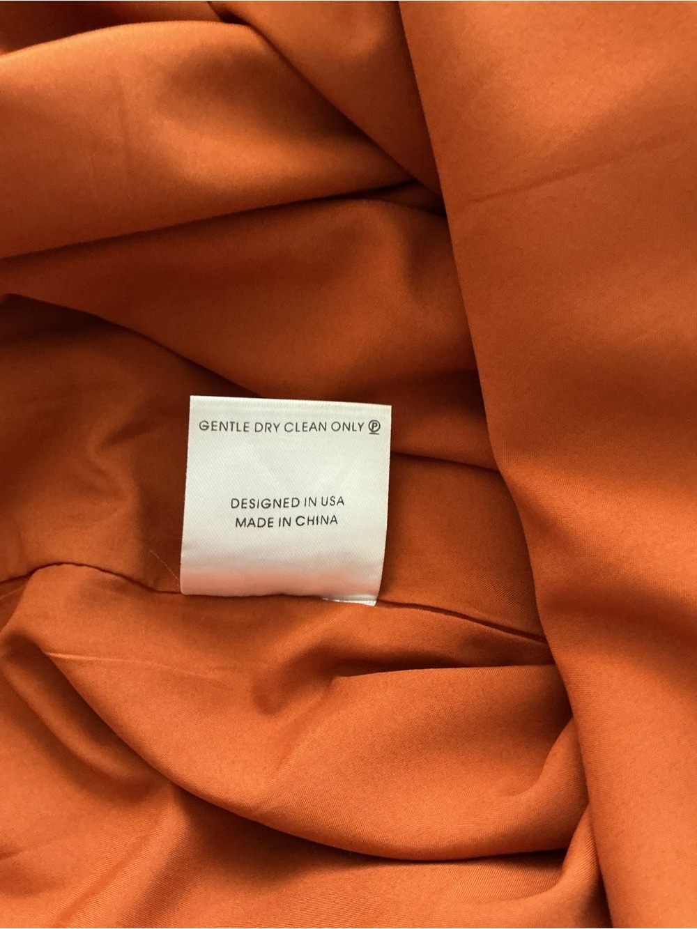 One-Shoulder Rust Satin Dress with Cascade Ruffle - Picture 7 of 7